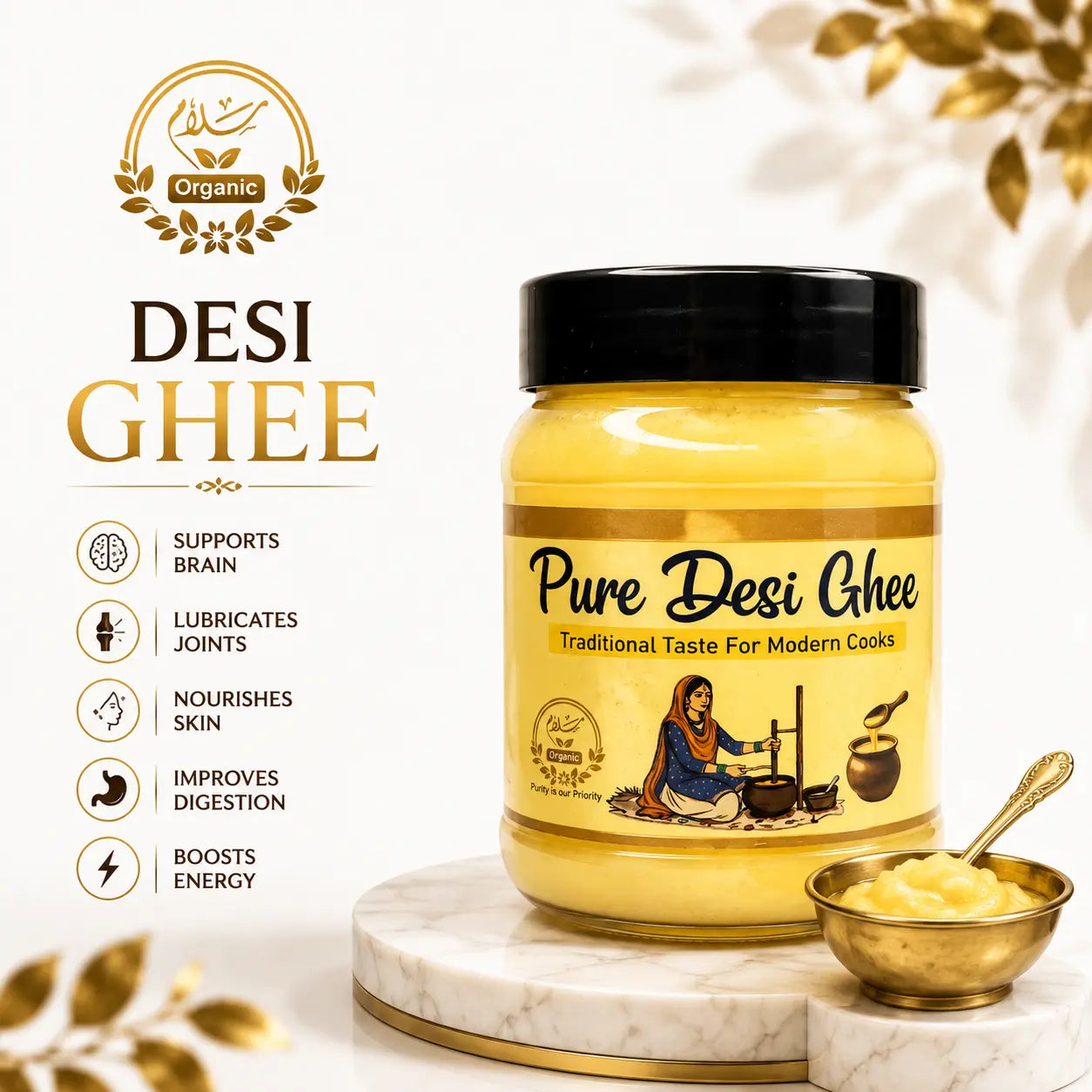 Traditional buffalo desi ghee preparation by Salaam Organic